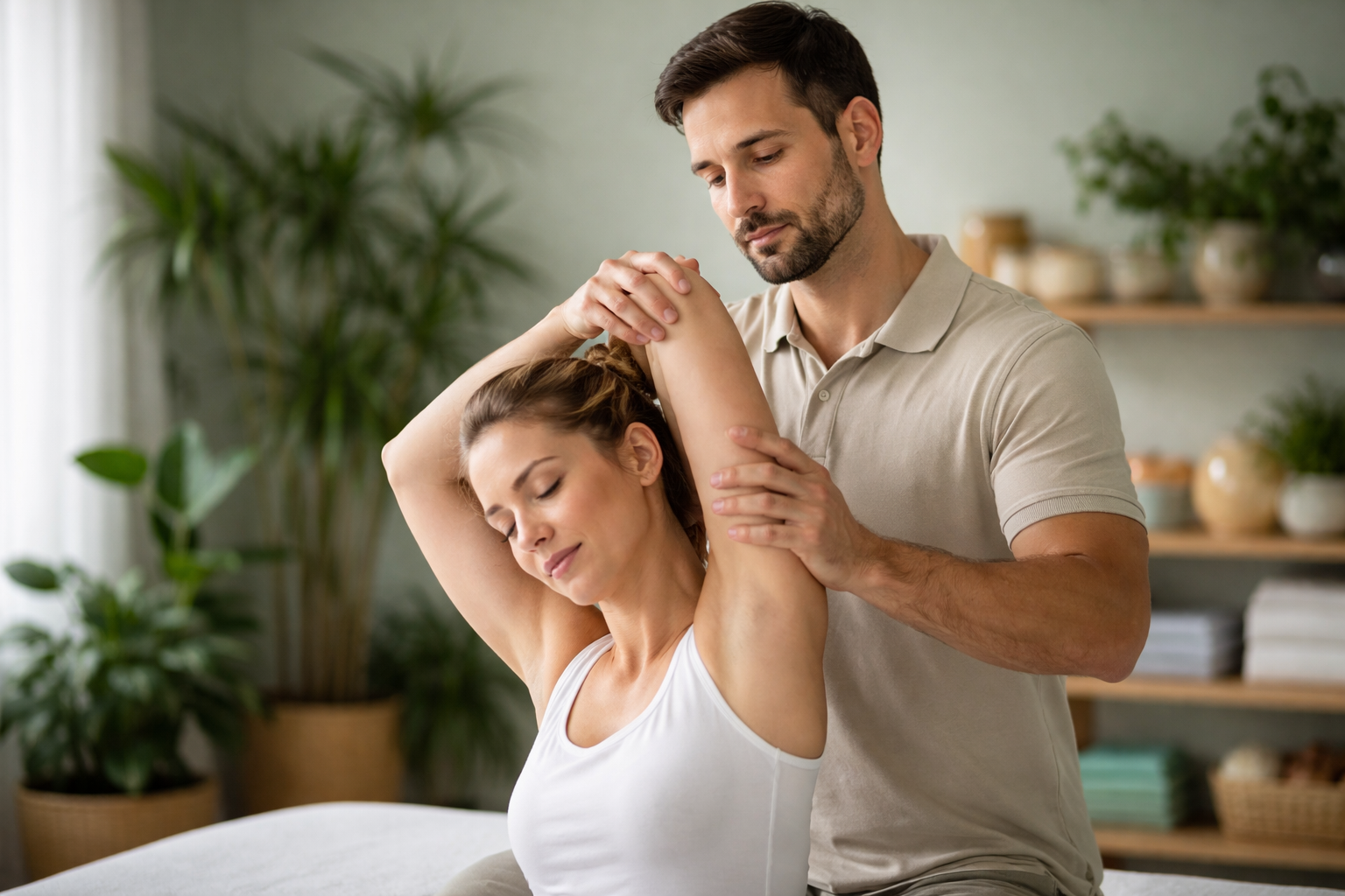 Alongamento terapêutico para beneficiar práticas de massagem e prevenir lesões